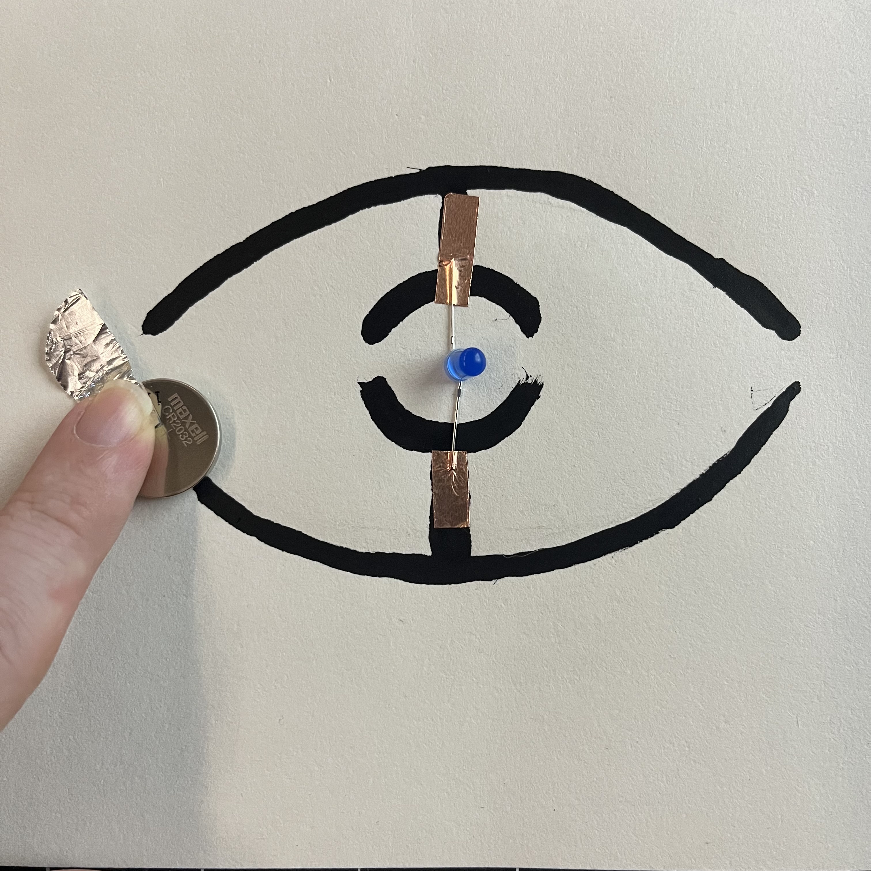 I didn't fully plan out how to close the circuit so I just used some aluminum foil since this is for testing and learning purposes only. This is with the switch open.