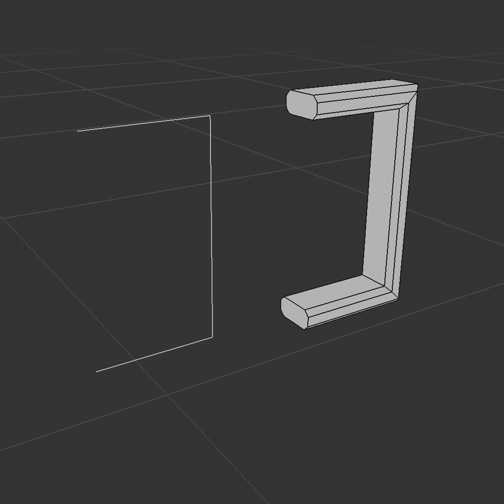So here I fought with the handle for a solid 3 hours. There were tears. All I wanted was the bevel to work and for the sweep to work, in the same parent/child relationship. This did not happen until I spoke to Cerin and Cerin told me the sweeps work ONLY with flat 2d shapes, not 3d objects, and even custom splines are wonky. Bless Cerin's wisdom, because that got me to this rectangle version of the handle after 3 hours of furious trial and error. My objects panel at this point has 12 versions of this handle and a bunch of random geometry from my trial/error testing.