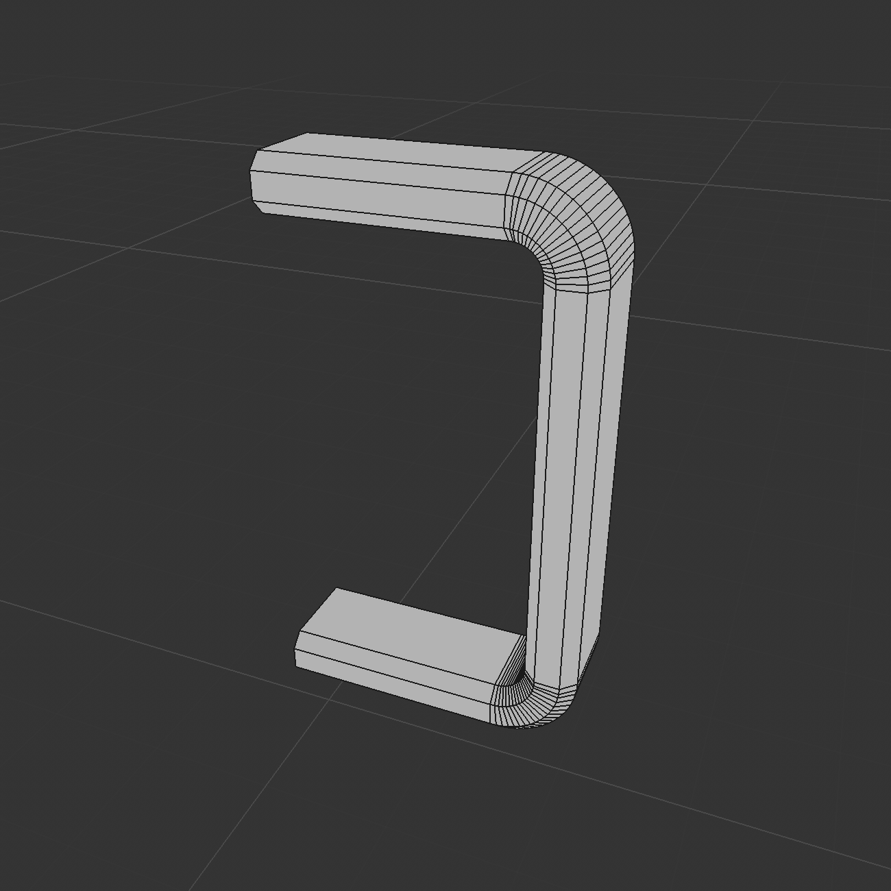 It was at this moment Kurtis found a braincell. I realized I needed to alter the path of the original spline to give that spline the curve, which would make the entire rectangle curve as well and look a lot more like the real handle. I did this by using the Spline Chamfer tool, which is under 'Spline' > 'Add' > 'Chamfer'. From there I swapped out the rectangular spline with the new chamfered rectangle spline and it gave me a perfect curve. Then I had change the sweep into an editable poly by pressing C. Next I had to edge select all of the edges along the corners of the rectangle excluding the edges that were going to press up into the body of the Stanley Tumbler. This is nearly a perfect replication of the real handle, so I am moving on.